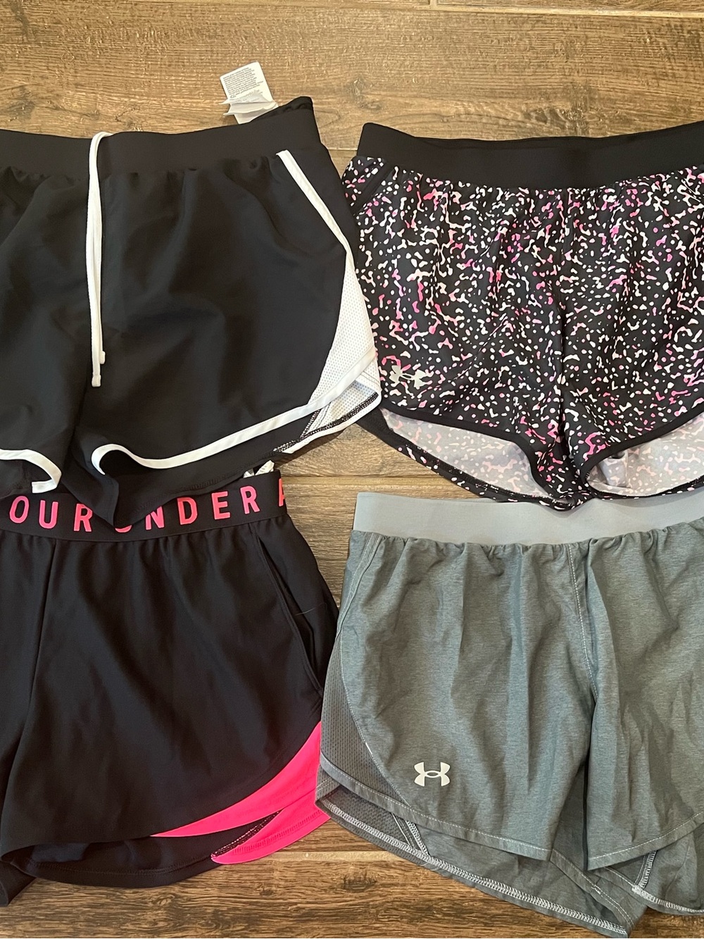 Under Armour Women’s Black, Gray, Pink & White Athletic Shorts Bundle